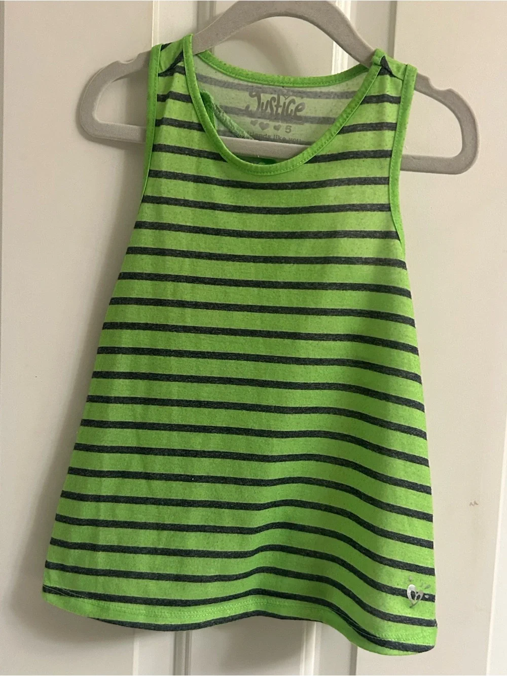 Justice Neon Green and Black Striped Girls' Tank Top